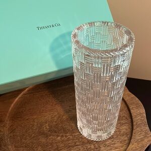 Vintage Tiffany and Co. Basket Weave Crystal Vase